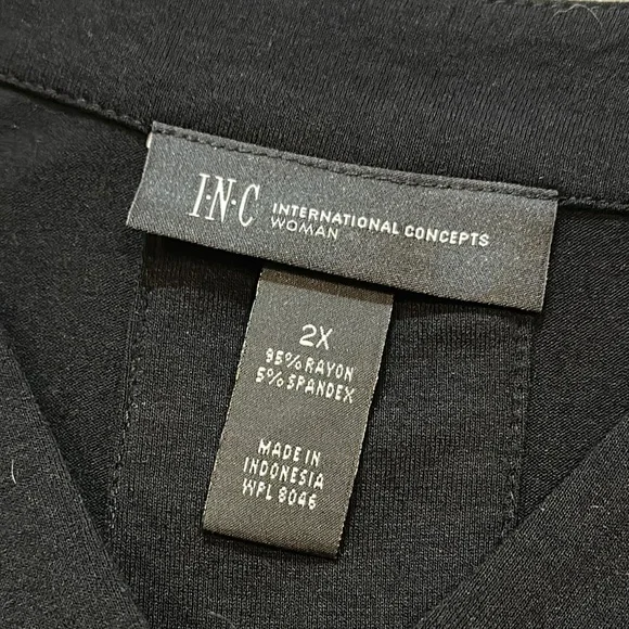 INC Black Relaxed Ruched Blouse - Picture 7 of 8